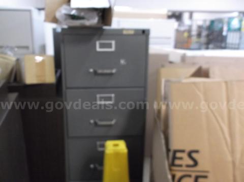 Metal File Cabinets 5 Drawer Gray Lot of 2