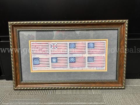 30" x 18.5" framed American flag print