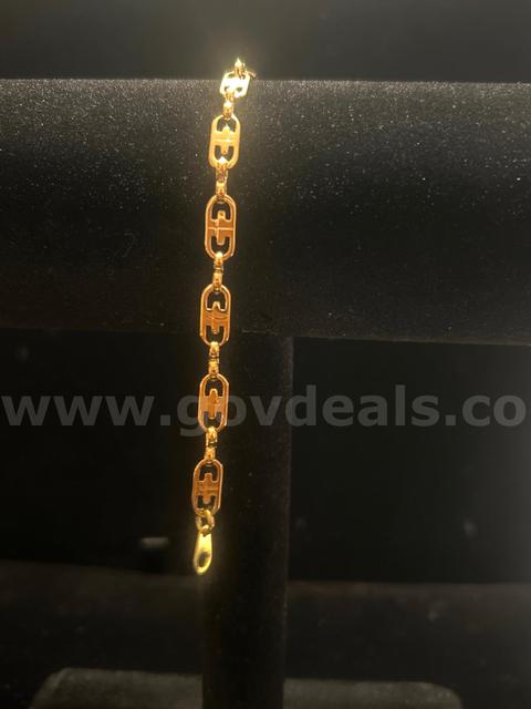 Ladies, 6 1/4 Inch, Mariner Link Bracelet, 24K Real Gold Plated