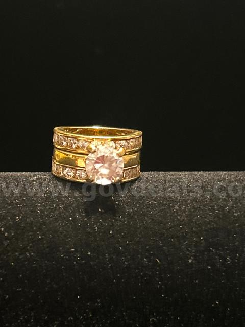 Size 4, CZ Bridal Ring Set 24K Real Gold Plated