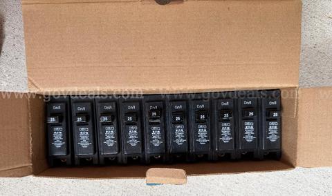 (10) NEW CIRCUIT BREAKERS EATON 25 AMP QUICKLAG CIRCUIT BREAKERS 120 VAC 1 POLE HQP1025R3 NIB *WILL SHIP*