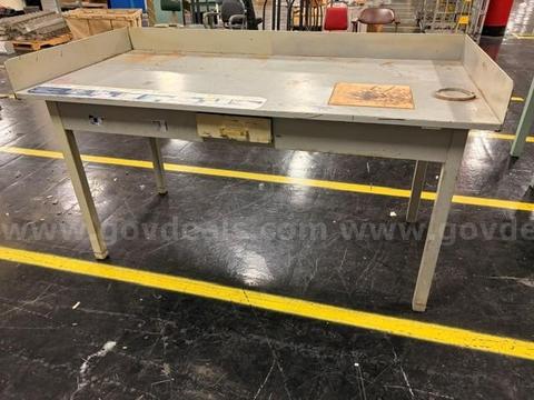 Large Gray Metal Worktable