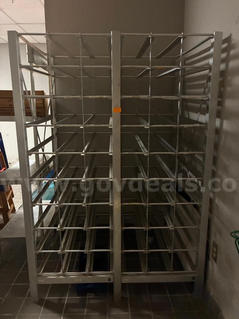 commercial-grade gravity-fed can storage rack, specifically designed to organize large pantry inventory