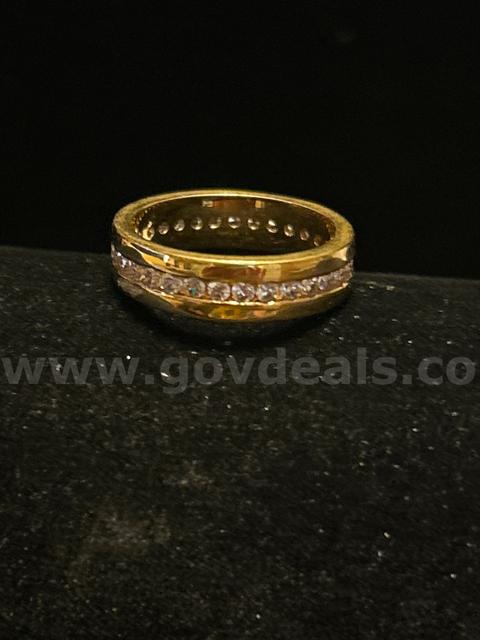 Beautiful, Size 8 3/4 CZ, Eternity Wedding Band. 24k Real Gold Plated.