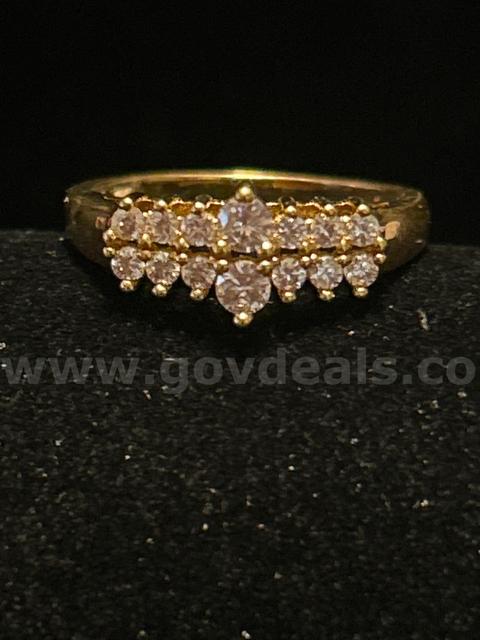 Beautiful, Size 8 3/4 CZ Cluster Ring. 24k Real Gold Plated.