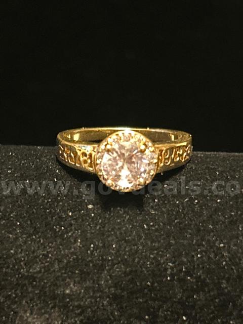 Beautiful, Size 9, 24k Gold, CZ, Solitaire Engagement Ring. FREE SHIPPING W/ BUY