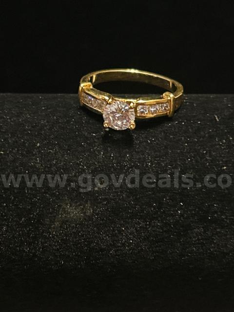 Beautiful, Size 9 3/4, 24K Gold, CZ, Solitaire Engagement Ring. FREE SHIP W/ BUY IT NOW!