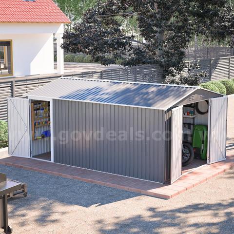 FREE SHIPPING - NEW - 10x14 Metal Storage Shed w Floor Frame Side Door Lockable