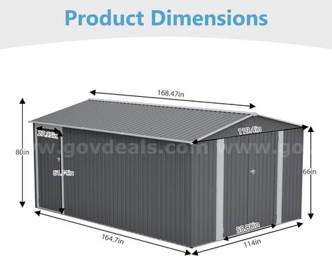 FREE SHIPPING - NEW - 10x14 Metal Storage Shed w Floor Frame Side Door Lockable
