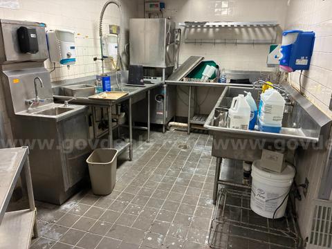 Commercial restaurant dishwashing area