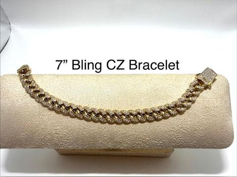 Gorgeous, Real 24k Gold Plated, 7 Inch, Bling Bling CZ Bracelet