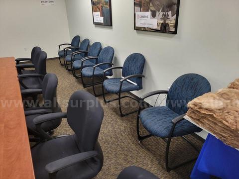 12ea Upholstered Reception Chairs - government surplus lot currently bid at $1 in Van Nuys, CA