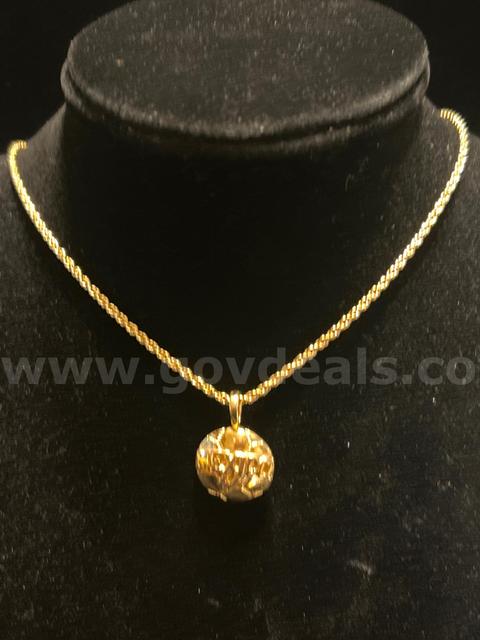 1mm, 24k Gold, 16 Inch , Diamond Cut Rope Chain, W/ Mexico 4  Soccer  Pendant