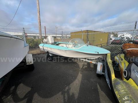 Fiberglass Boat with Johnson Outboard Motor and Trailer
