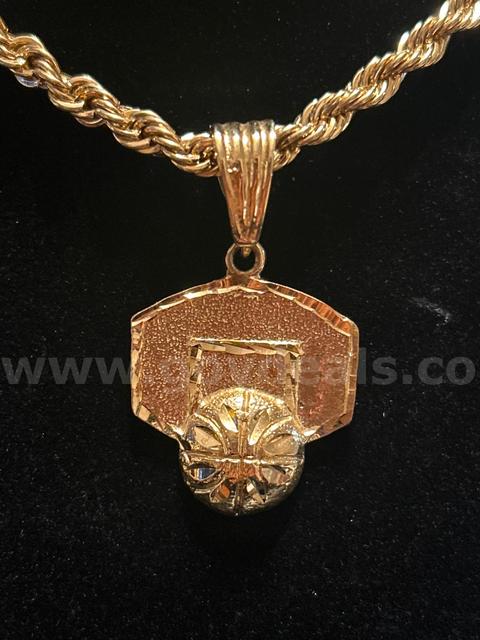 5 mm, 24k Gold, 18 Inch , Diamond Cut Rope Chain, W/ Basketball Hoop Pendant Read ⬇️