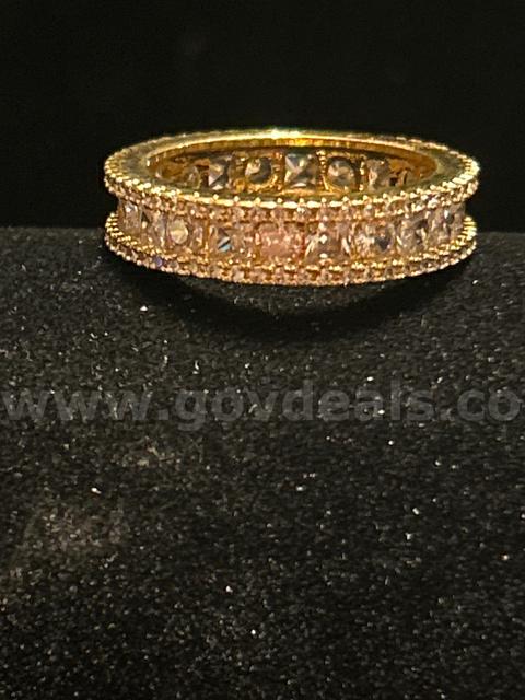 Beautiful, Size 10.5  24k Gold, CZ, Eternity Band Read ⬇️