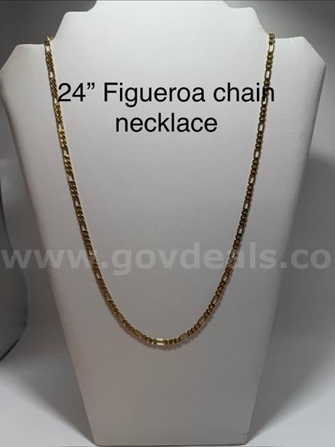 Beautiful, 24k Gold, 24 Inch, Italian Figaro Chain Necklace