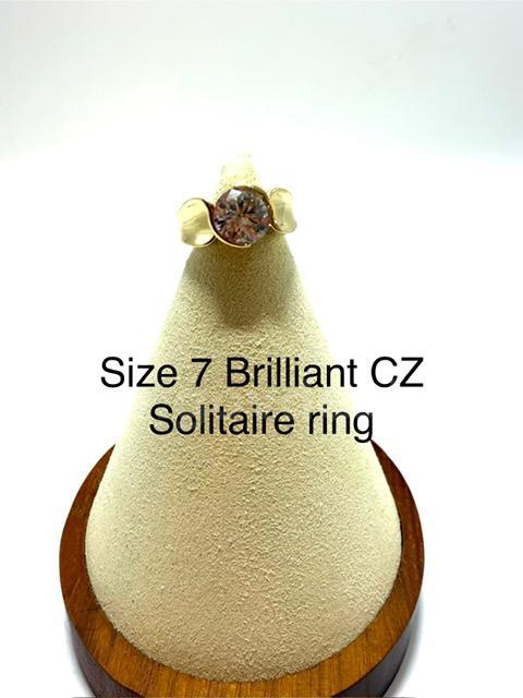 Beautiful, Ladies, Real 24k Gold Plated, 3 Carat, Size 7, CZ Brilliant Solitaire Ring