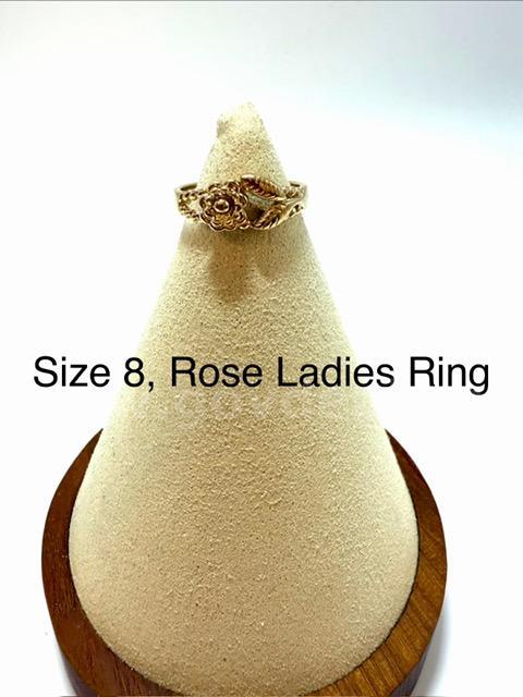 Beautiful, Real 24k Gold Plated, Size 8, Ladies Rose Ring