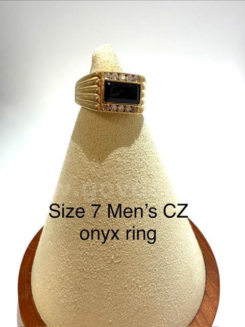 Beautiful, Men's, Real 24k Gold Plated, Size 7, CZ Onyx Ring