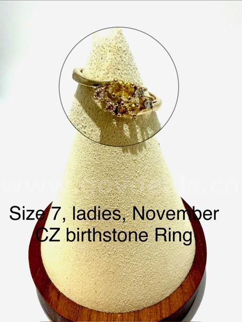 Beautiful, Ladies, Size 7, 24k Gold, CZ Topaz (November) Birthstone Ring