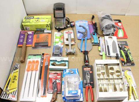 1 Box of Assorted NEW or Lightly Used Items/Tools/Household/Etc., #35672, **PICK UP ONLY**