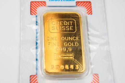 Credit Suisse One Ounce Gold 999.9 Fine Bar in Original Holder