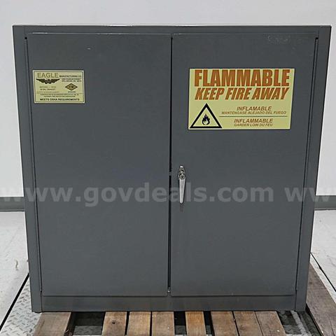 Eagle Flammable Safety Cabinet 30 Gallon Gray 2-Door Manual OSHA NFPA