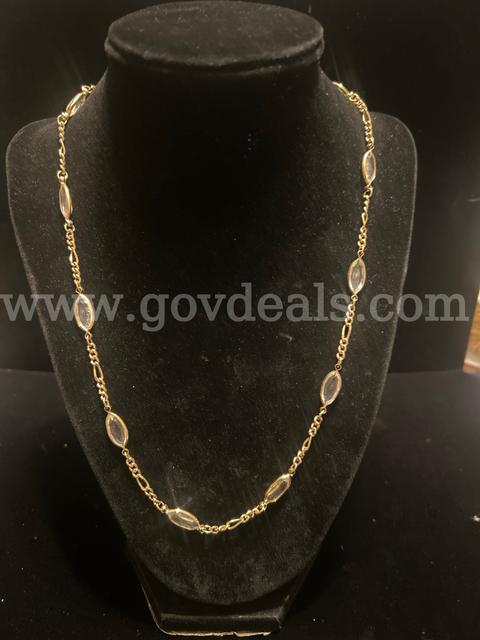 24k Gold, 20” marquise crystal station necklace. Read ⬇️