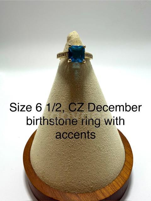 Gorgeous, Ladies, Size 6,1/2, Real 24k Gold Plated, CZ (December) Birthstone Rin