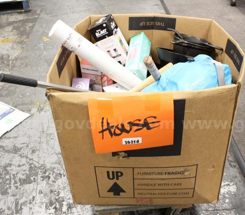 1 Box of Assorted Items/Household/Etc.,  #36214, **PICK UP ONLY**BOX NOT INCLD**