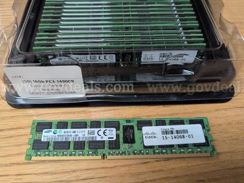 Lot of (50) 16GB PC3-14900R DDR3 ECC RDIMM Samsung M393B2G70DB0-CMA | Cisco 15-14068-01