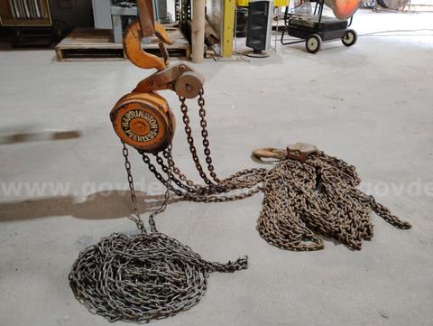 Lot of 2 ea 5-Ton Chain Hoists
