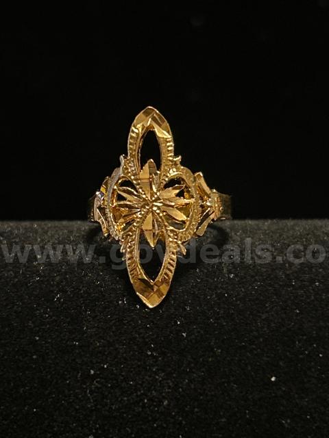 Stunning, 24K, Gold, Size 4.5, Diamond-Cut Floral, Stacker, Ring Read⬇️