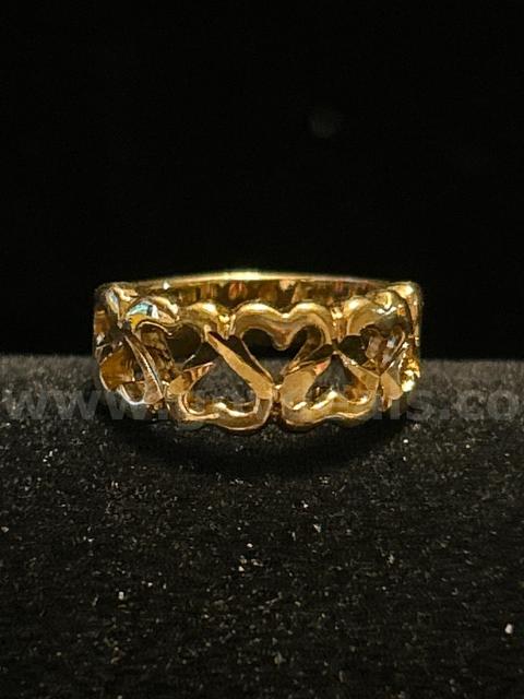 Stunning, 24K, Gold, Size 4, Heart Link, Stacker, Ring Read⬇️