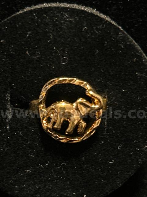 Gold, Size 4, Elephant, Stacker, 24K Real Gold Plating