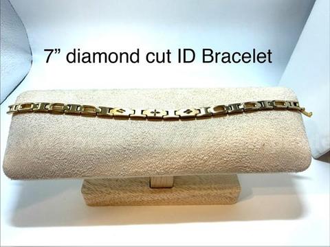 Real 24k Gold Filled, Size 7 1/2, Diamond Cut ID Bracelet