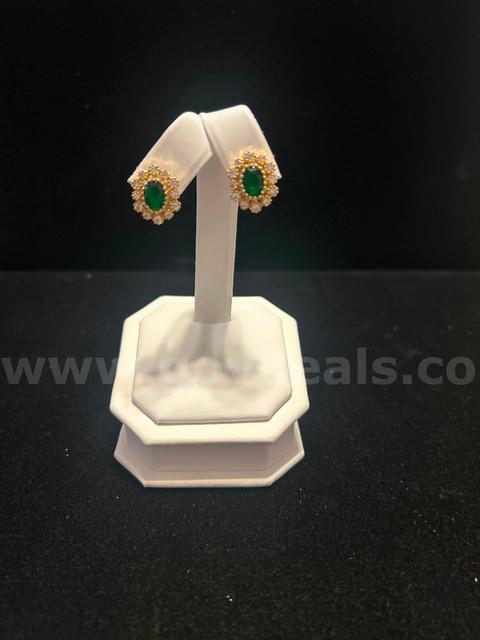 Beautiful, 24k Gold, CZ Emerald Earrings. Read ⬇️