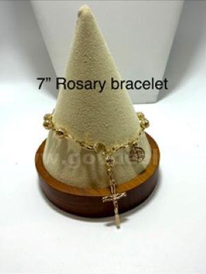 Beautiful, Unique, Real 24k Gold Plated, 7 Inch, Diamond Cut Rosary Bracelet