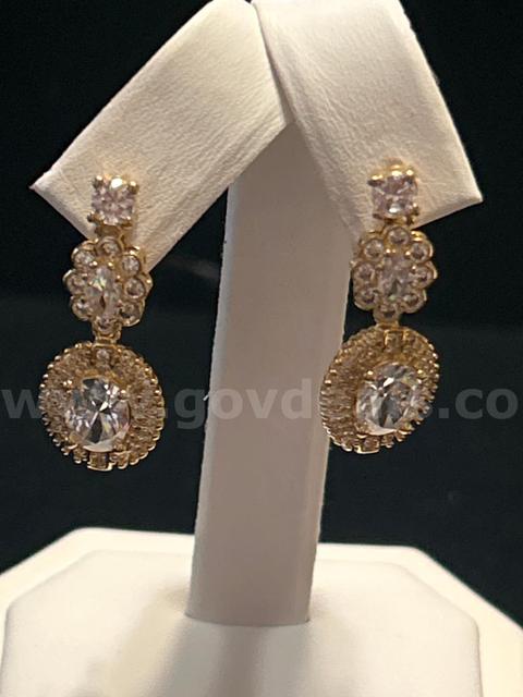 Gorgeous, 24kGold, CZ Dangling Earrings,  See⬇️