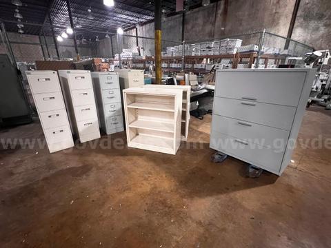 Lot of metal cabinets and shelves