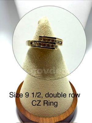 Ladies, Size 9 1/2, Real 24k Gold Plated, Double Row, CZ Wedding Band/Ring