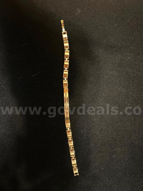 24k Gold, 7 3/4” Greek Key Link, Curved Diamond-cut ID Bracelet Read⬇️