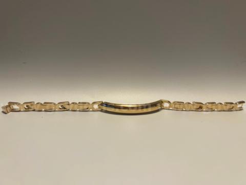 8” Fancy Link Curb ID Bracelet 24K Real Gold Plated