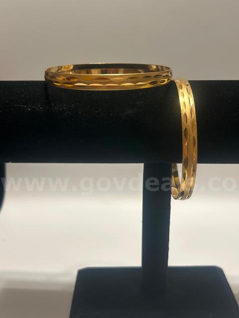 (2) 3” Diameter, Bangle, Bracelet. 24K Real Gold Plated