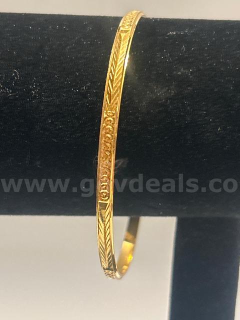 2 3/4 Diameter, LG , Thin, Diamond Cut, Bangle, Bracelet, 24K Real Gold Plated