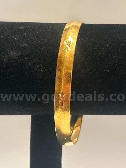 2 3/4 Diameter, Bangle,  Bracelet. 24K Real Gold Plated