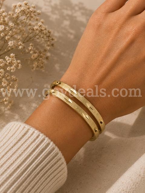 (2) 2 1/2” Diameter, Thin, Bangle, Bracelet, 24K Real Gold Filled.