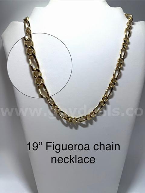 Beautiful, 19 Inch Italian Figueroa Chain Necklace, Real 24k Gold Filled