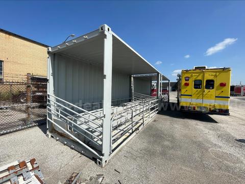 Two Metal Bleachers fashioned from Shipping Containers